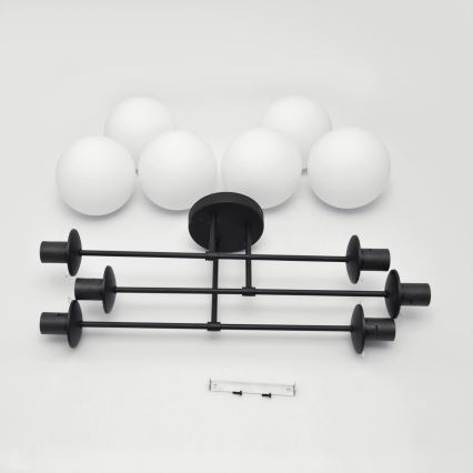 Nadgradni luster MOON 6xE27/15W/230V crna