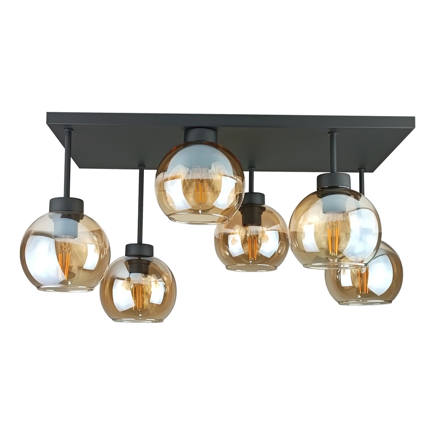 Nadgradni luster NESSA 6xE27/60W/230V crna/dimna bež