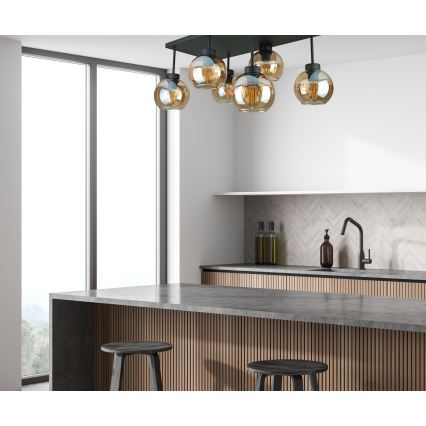 Nadgradni luster NESSA 6xE27/60W/230V crna/dimna bež