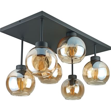 Nadgradni luster NESSA 6xE27/60W/230V crna/dimna bež