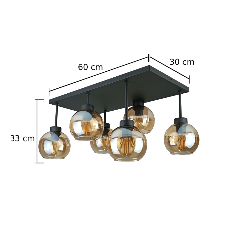 Nadgradni luster NESSA 6xE27/60W/230V crna/dimna bež