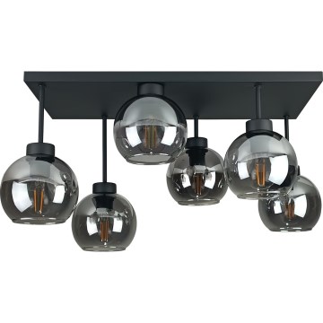 Nadgradni luster NESSA 6xE27/60W/230V crna/dimna crna
