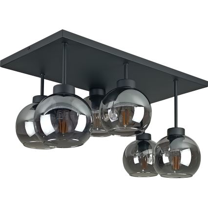 Nadgradni luster NESSA 6xE27/60W/230V crna/dimna crna