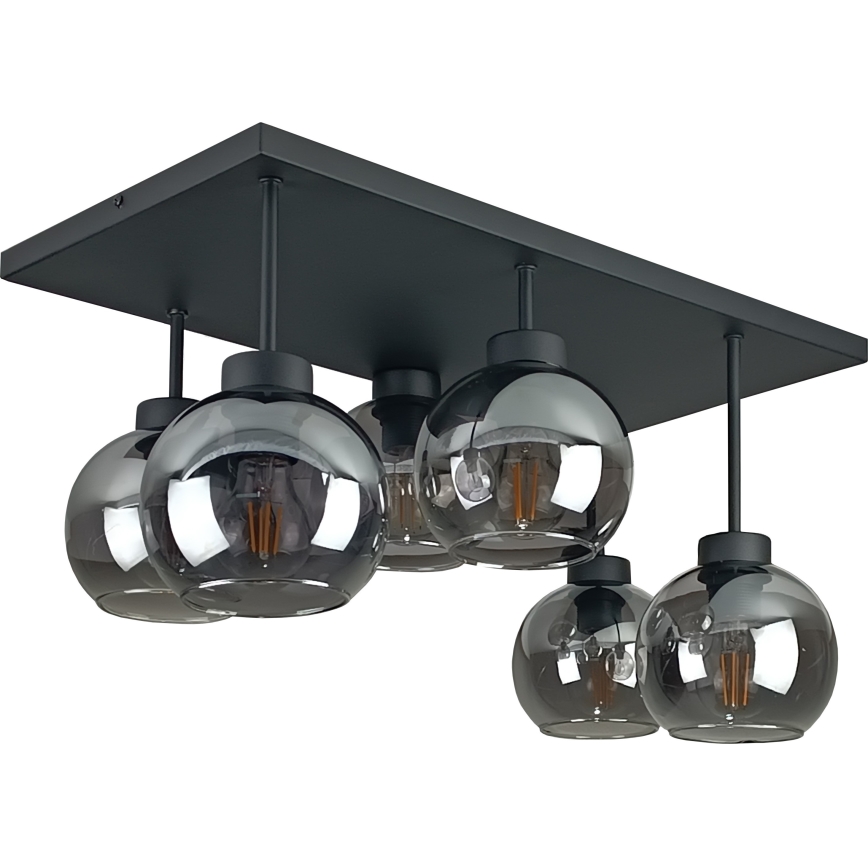 Nadgradni luster NESSA 6xE27/60W/230V crna/dimna crna