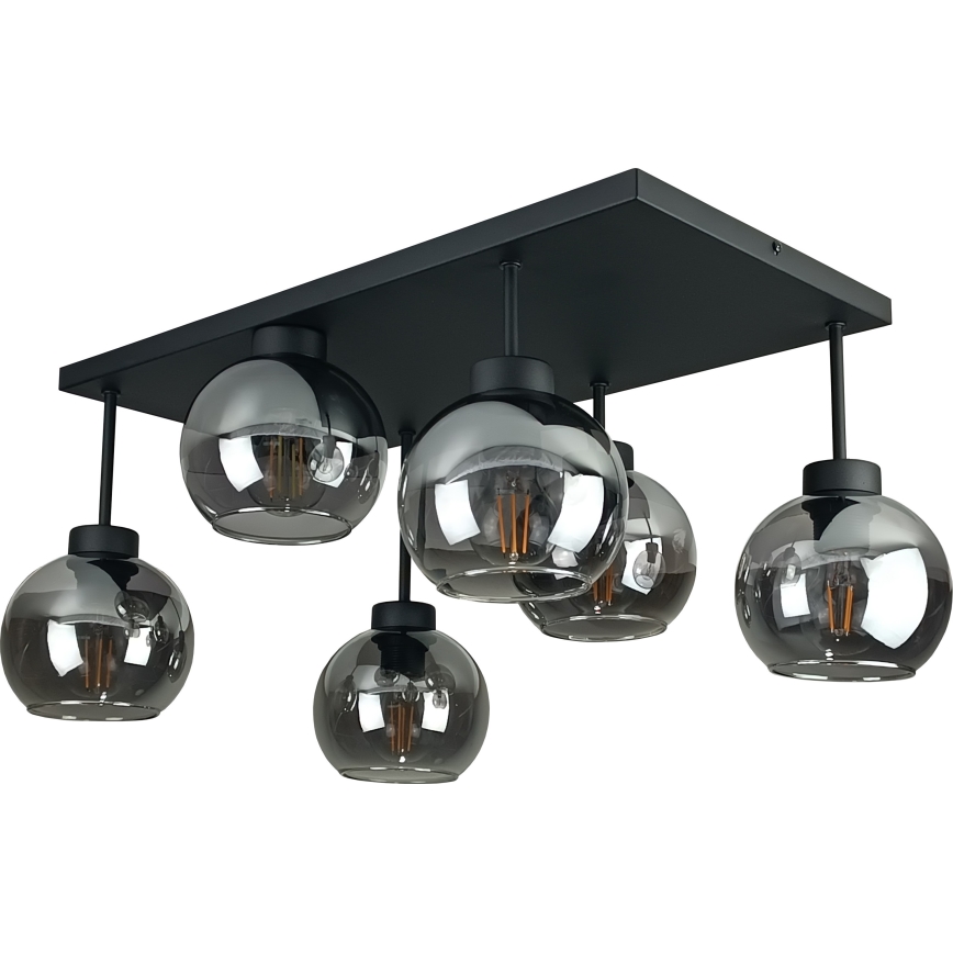 Nadgradni luster NESSA 6xE27/60W/230V crna/dimna crna