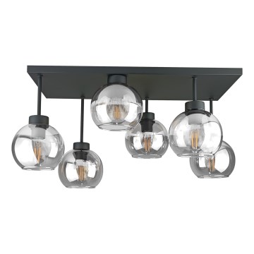 Nadgradni luster NESSA 6xE27/60W/230V crna/prozirna