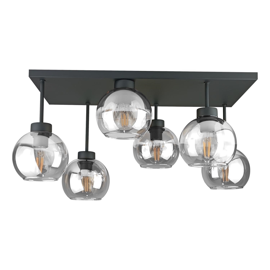 Nadgradni luster NESSA 6xE27/60W/230V crna/prozirna
