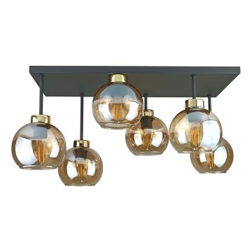Nadgradni luster NESSA 6xE27/60W/230V crna/zlatna/dimna bež