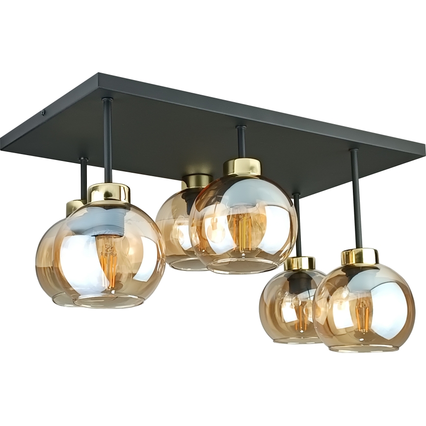 Nadgradni luster NESSA 6xE27/60W/230V crna/zlatna/dimna bež