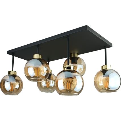 Nadgradni luster NESSA 6xE27/60W/230V crna/zlatna/dimna bež