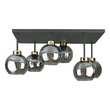 Nadgradni luster NESSA 6xE27/60W/230V crna/zlatna/dimna crna