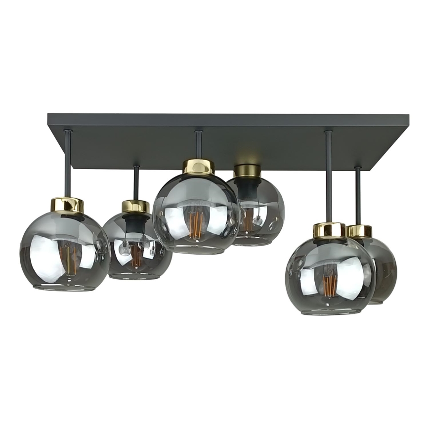 Nadgradni luster NESSA 6xE27/60W/230V crna/zlatna/dimna crna