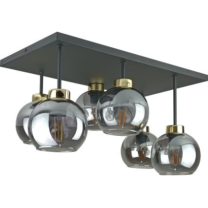 Nadgradni luster NESSA 6xE27/60W/230V crna/zlatna/dimna crna