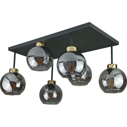 Nadgradni luster NESSA 6xE27/60W/230V crna/zlatna/dimna crna