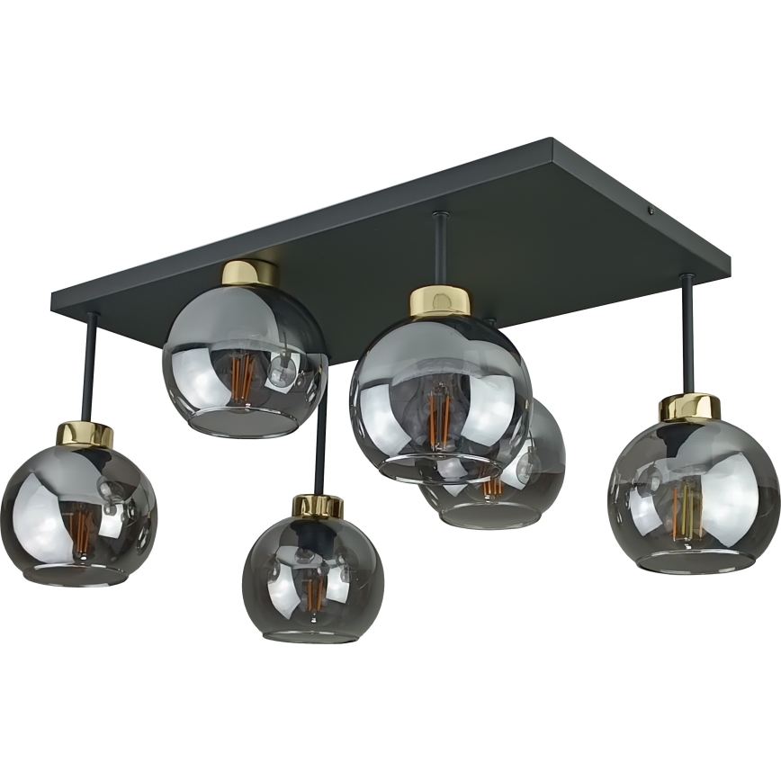 Nadgradni luster NESSA 6xE27/60W/230V crna/zlatna/dimna crna