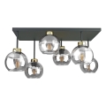 Nadgradni luster NESSA 6xE27/60W/230V crna/zlatna/prozirna
