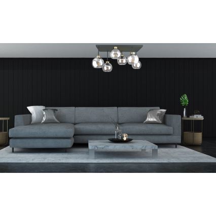 Nadgradni luster NESSA 6xE27/60W/230V crna/zlatna/prozirna