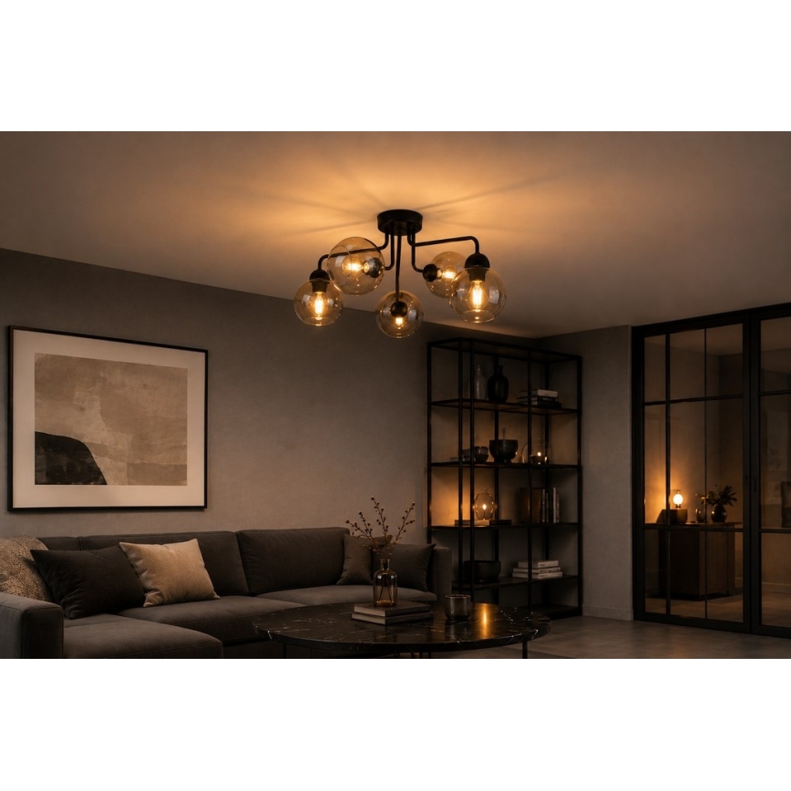 Nadgradni luster OSMO 5xE27/60W/230V crna