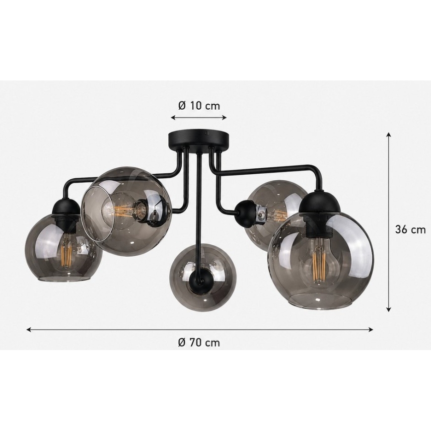 Nadgradni luster OSMO 5xE27/60W/230V crna