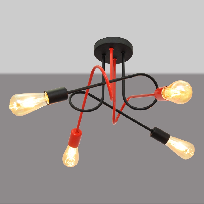 Nadgradni luster OXFORD 4xE27/15W/230V crna/crvena