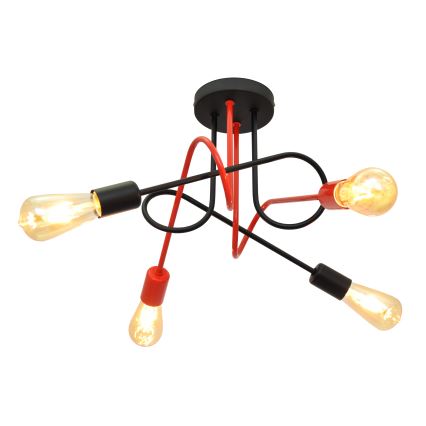 Nadgradni luster OXFORD 4xE27/15W/230V crna/crvena