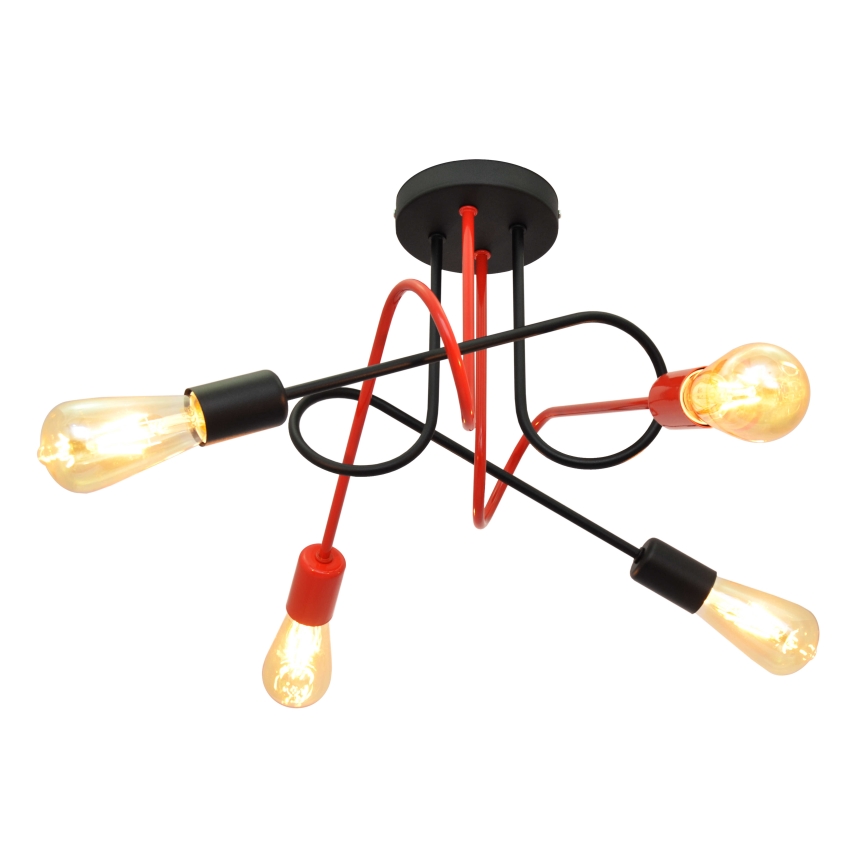 Nadgradni luster OXFORD 4xE27/15W/230V crna/crvena