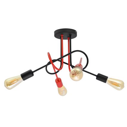 Nadgradni luster OXFORD 4xE27/15W/230V crna/crvena