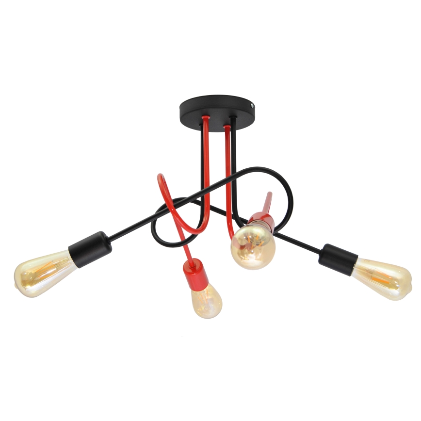 Nadgradni luster OXFORD 4xE27/15W/230V crna/crvena