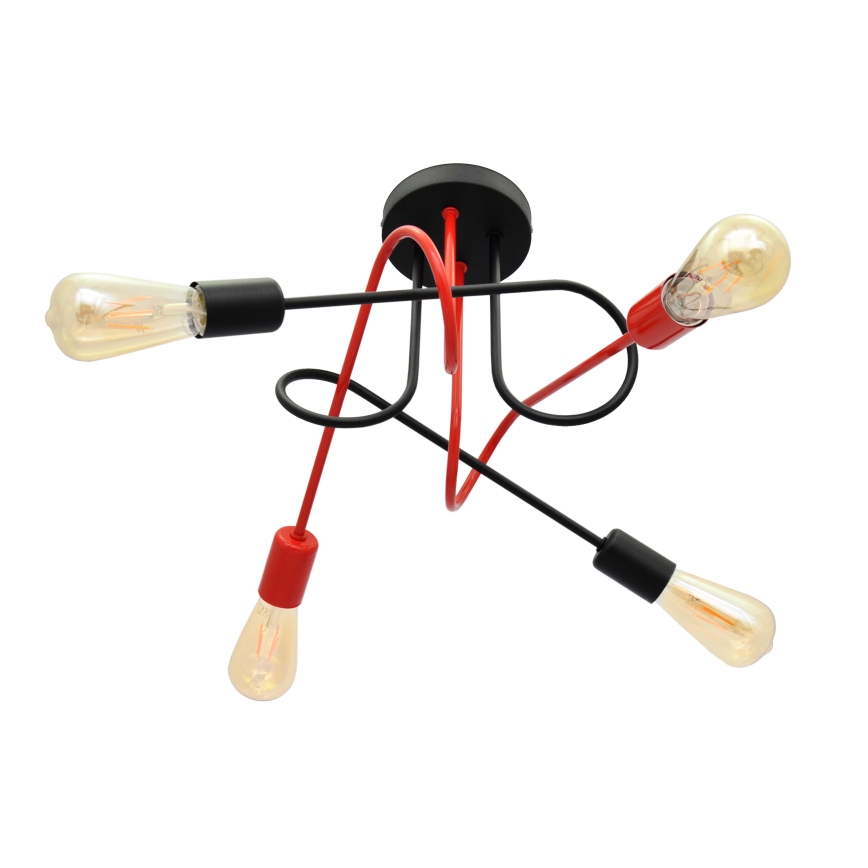 Nadgradni luster OXFORD 4xE27/15W/230V crna/crvena