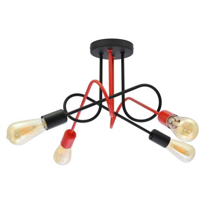 Nadgradni luster OXFORD 4xE27/15W/230V crna/crvena