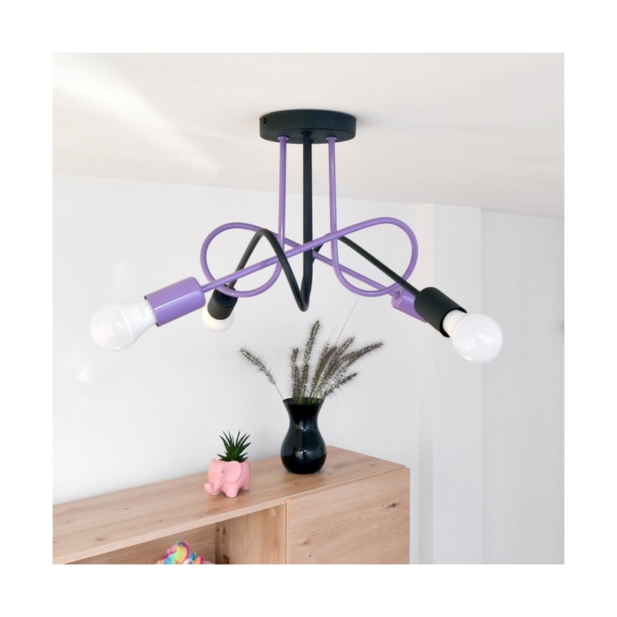 Nadgradni luster OXFORD 4xE27/15W/230V crna/ljubičasta
