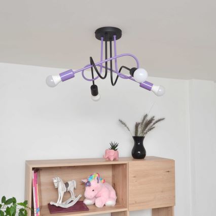 Nadgradni luster OXFORD 4xE27/15W/230V crna/ljubičasta