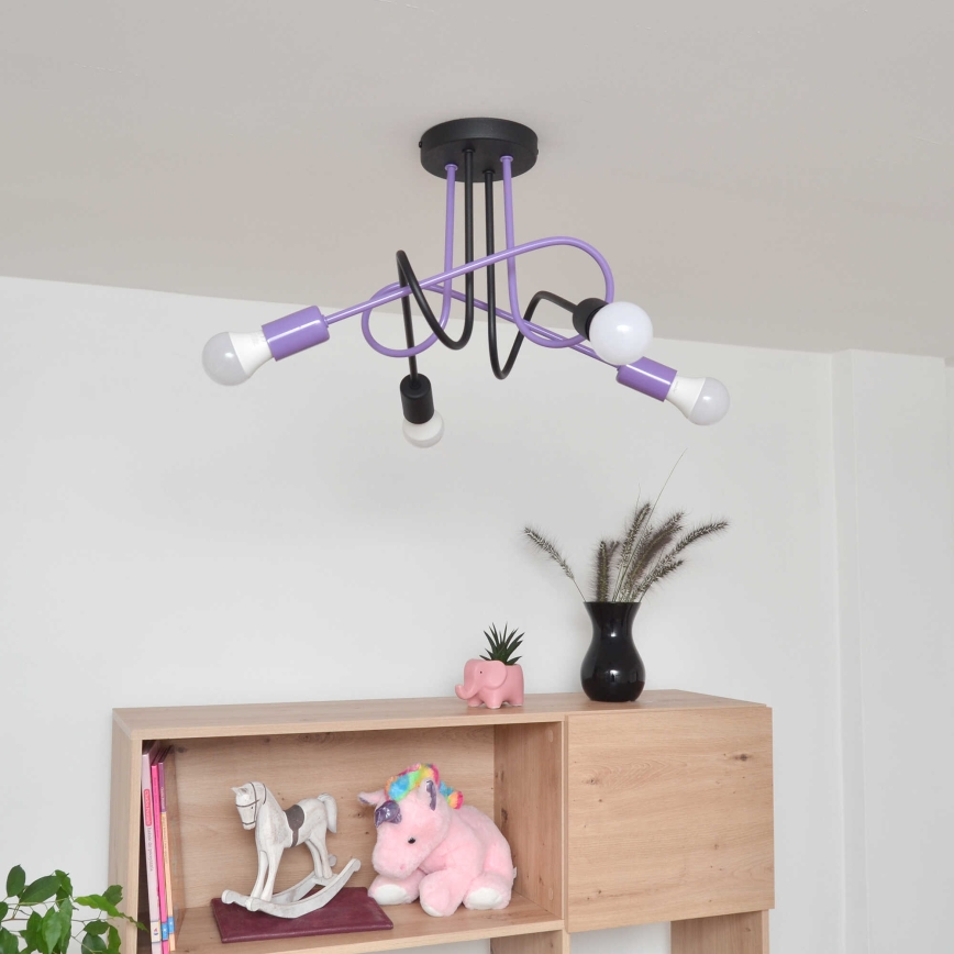 Nadgradni luster OXFORD 4xE27/15W/230V crna/ljubičasta