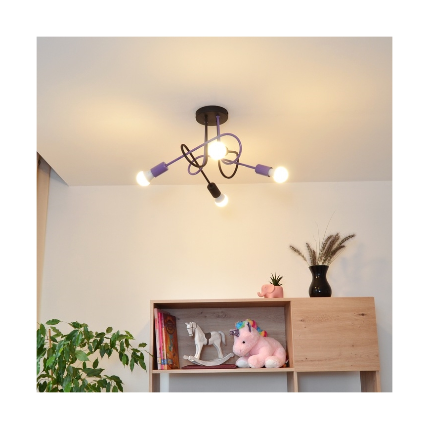 Nadgradni luster OXFORD 4xE27/15W/230V crna/ljubičasta