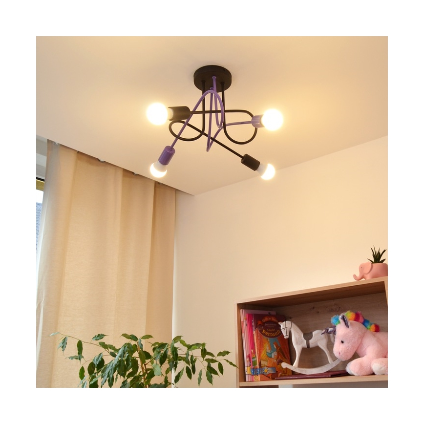 Nadgradni luster OXFORD 4xE27/15W/230V crna/ljubičasta