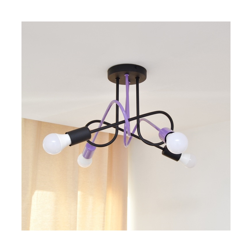 Nadgradni luster OXFORD 4xE27/15W/230V crna/ljubičasta