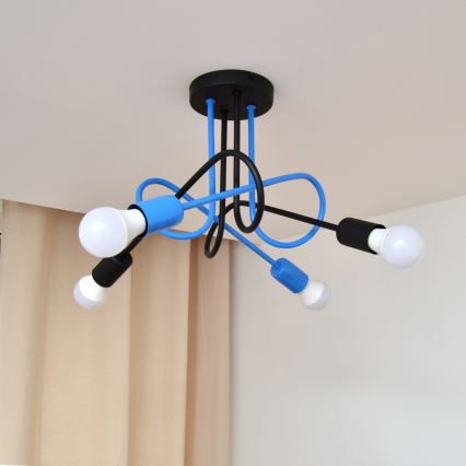 Nadgradni luster OXFORD 4xE27/15W/230V crna/plava