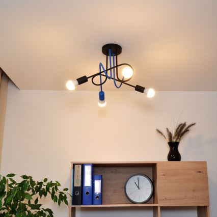 Nadgradni luster OXFORD 4xE27/15W/230V crna/plava