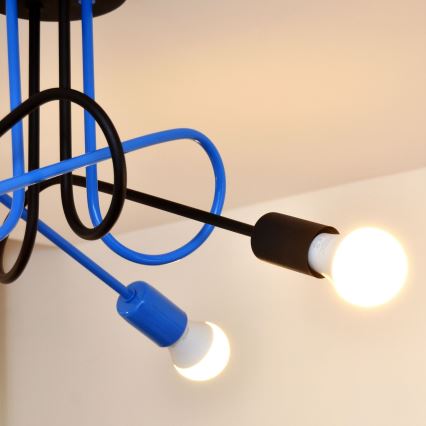 Nadgradni luster OXFORD 4xE27/15W/230V crna/plava