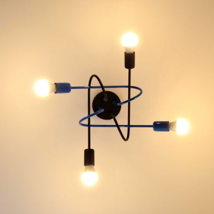 Nadgradni luster OXFORD 4xE27/15W/230V crna/plava