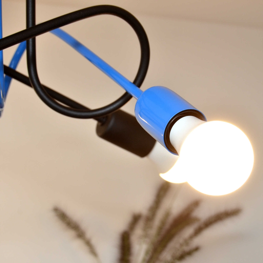 Nadgradni luster OXFORD 4xE27/15W/230V crna/plava