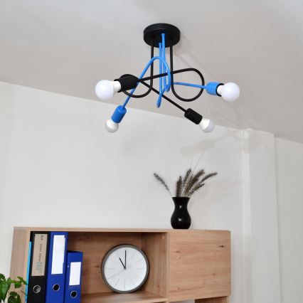 Nadgradni luster OXFORD 4xE27/15W/230V crna/plava