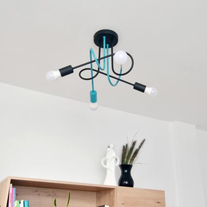Nadgradni luster OXFORD 4xE27/15W/230V crna/tirkizna