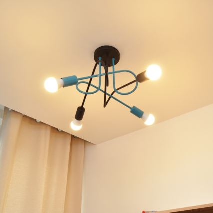 Nadgradni luster OXFORD 4xE27/15W/230V crna/tirkizna
