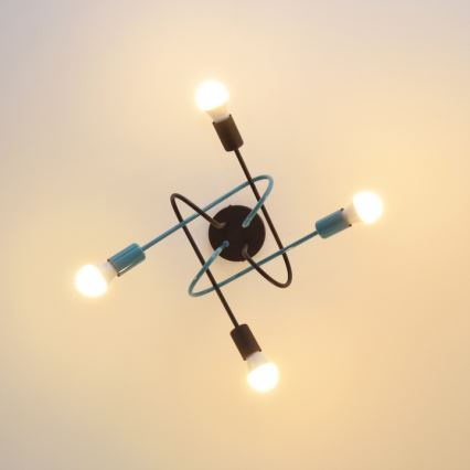 Nadgradni luster OXFORD 4xE27/15W/230V crna/tirkizna