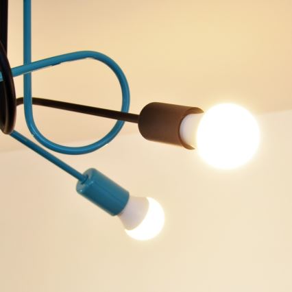 Nadgradni luster OXFORD 4xE27/15W/230V crna/tirkizna