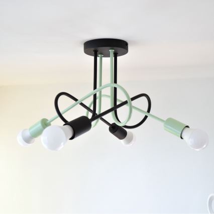 Nadgradni luster OXFORD 4xE27/15W/230V crna/zelena