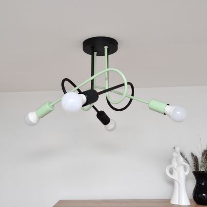 Nadgradni luster OXFORD 4xE27/15W/230V crna/zelena