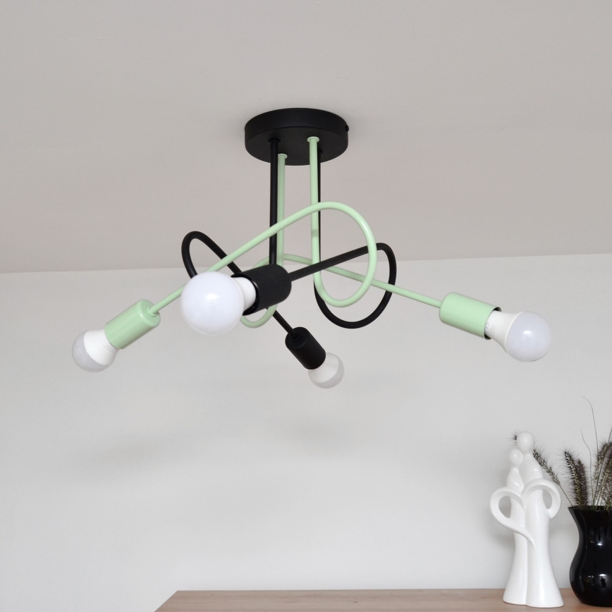 Nadgradni luster OXFORD 4xE27/15W/230V crna/zelena