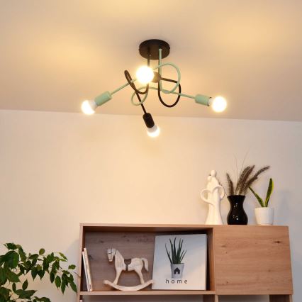 Nadgradni luster OXFORD 4xE27/15W/230V crna/zelena